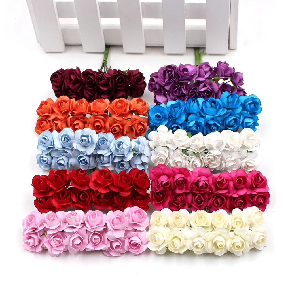 Искусственный цветок 12 шт./лот миниатюрная Милая бумажная Роза ручная работа для