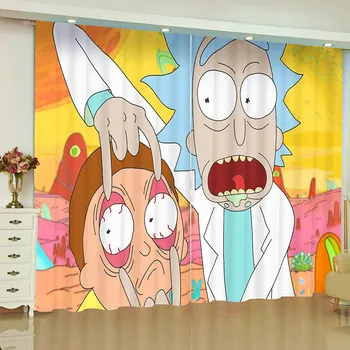 

Anime Morty 2 Panels/Set Window Curtains Block out Fabric Drapes Darkening Thermal Insulated Living Room Bedroom