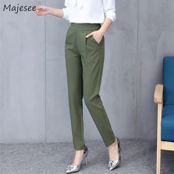 

Pants Women Large Size 3XL Harem Solid Long Elastic Waist Pockets All-match Casual High Daily Elegant Office Lady Chic HOT