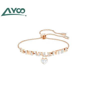 

AYOO SWA High Quality Elegant Romantic Delicate Love Letter Bracelet Female Jewelry Crystal Gifts
