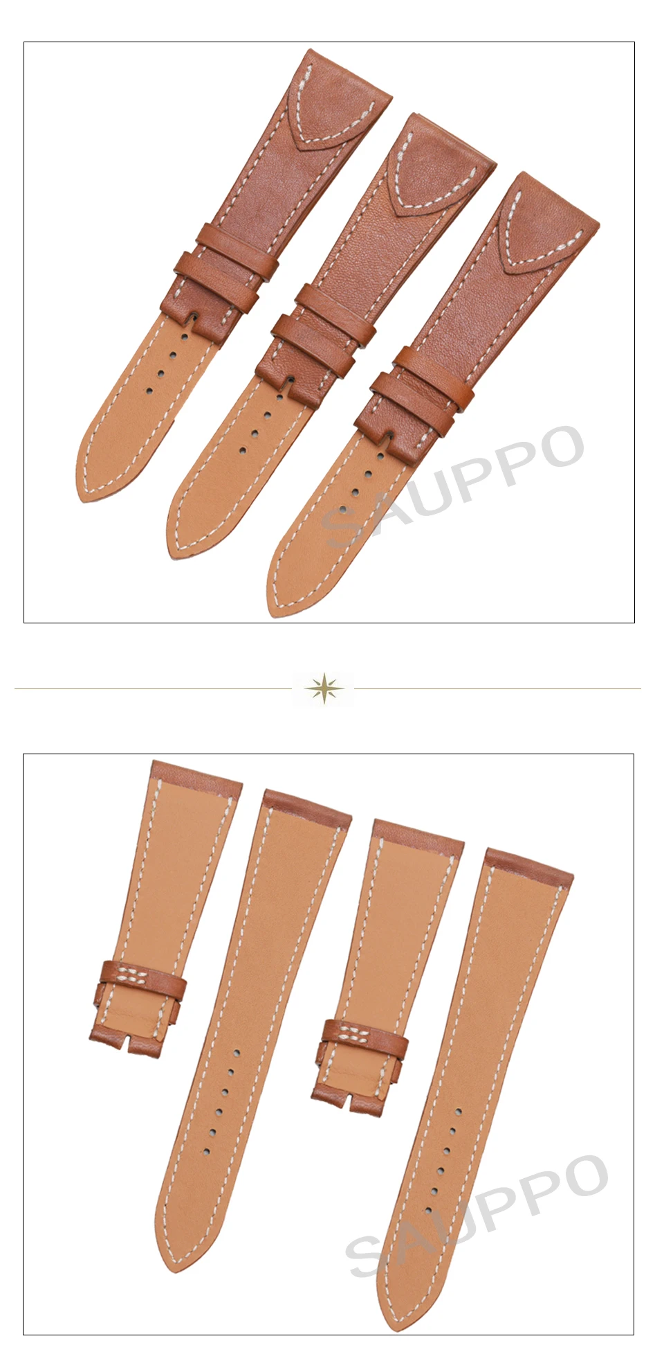 SAUPPO совместим с Hermes AR4.910.220 AR4.910 желтовато-коричневый кожаный ремешок для часов из натуральной кожи с гладкой лицевой поверхностью