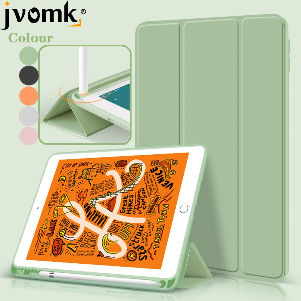 

For New iPad 10.2 inch 7th Gen 2019 Case With Pencil Holder , Jvomk Slim Tri-fold PU Leather Smart Cover have wake up sleep