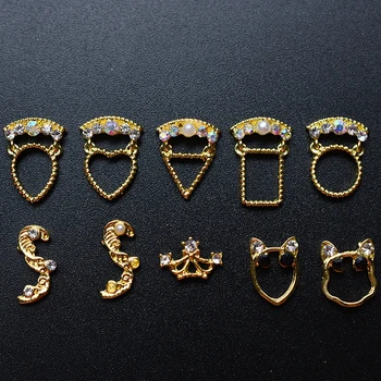

100Pcs Gold Hollow Japanese 3d Strass New Metal Nail Art Decoration Alloy Diamond Shining Nail Charm Jewelry Accessory Fashion