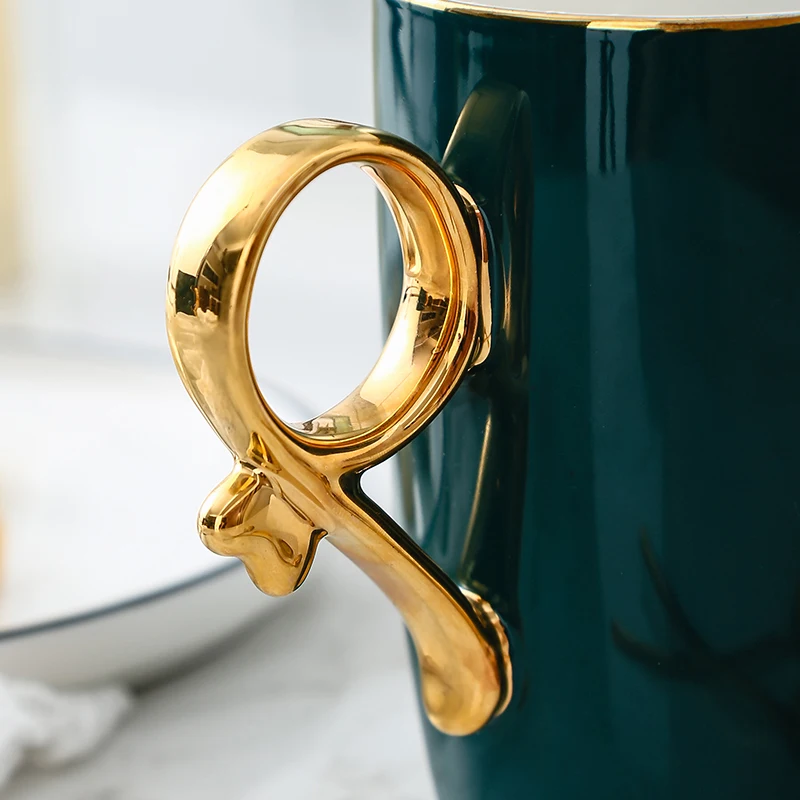 Mug Cup European Creative Drinking Water Cup Ceramic Green Tv Holiday Mug Vintage for Adults Living Room Nordic Style GG50mk