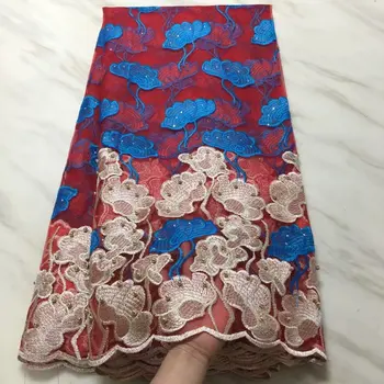 

Quality Appliques Lace Fabric For Wedding Party Dress 2019 New Embroidered African Lace Fabric With Pearl Nigerian Mesh Lace