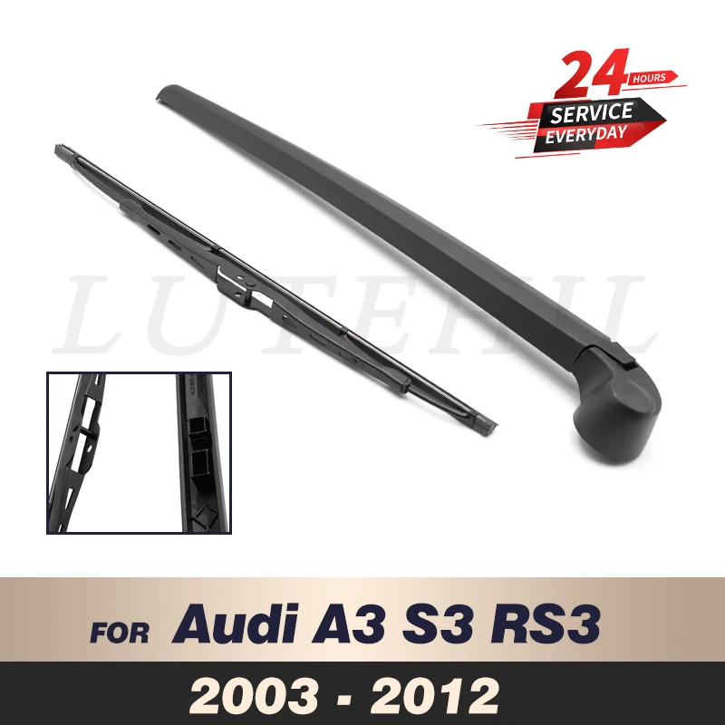 Wiper 14" Rear Wiper Blade & Arm Set Kit For Audi A3 S3 RS3 8P 8P1 8PA
