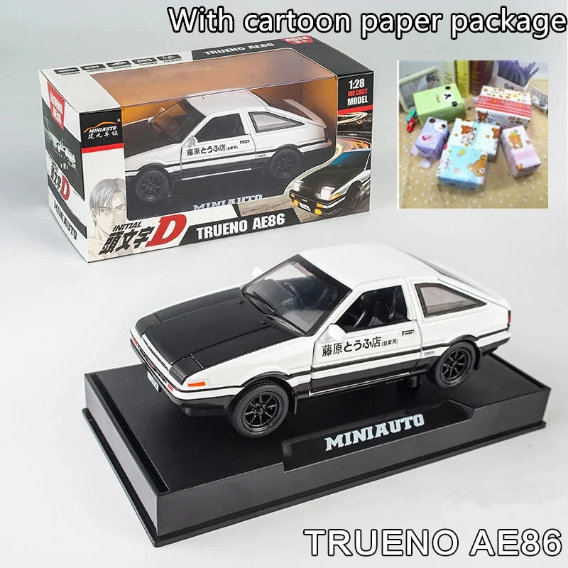 Новинка 1:28 Оригинал D Toyota AE86 модель автомобиля из сплава Аниме мультфильм Быстрый