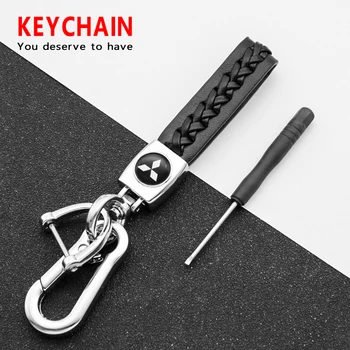 

Metal+Leather Car Emblem Keychain Key Chain Keyring Car Styling For Mitsubishis ASX Lancer Pajero Outlander L200 Car Accessories