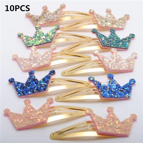 4-10Pcs 8/10 шт. новое Золотое колье с Микки-Маусом для девочек уши Заколки для волос Детские блестящие заколки для волос с Микки Маусом для волос в виде короны, заколка для волос аксессуары для волос - Цвет: 4-10Pcs