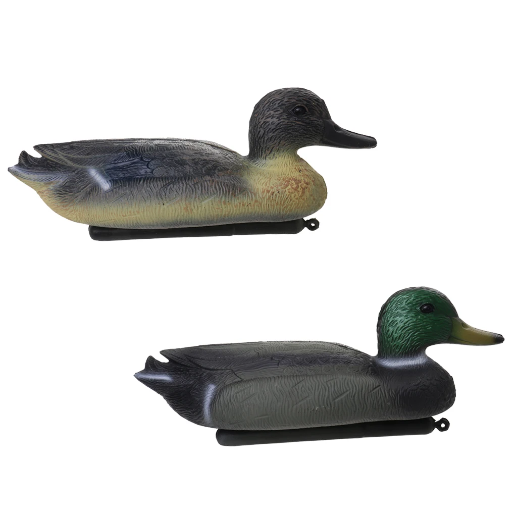 2 Pieces Professional 36cm Lifelike Floating Hunting Male Drake Duck Decoys Set