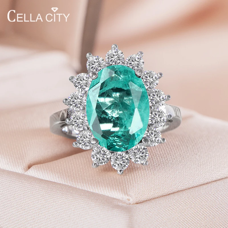 

Женское кольцо из бразильского турмалина с родиевым покрытием