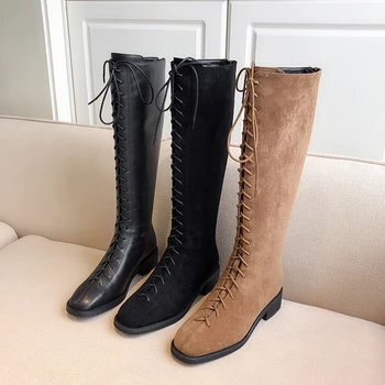 

INS Women mid-calf Boots natural leather shoes Solid color Cowhide sheep suede upper boots women Long short boots Knight boots