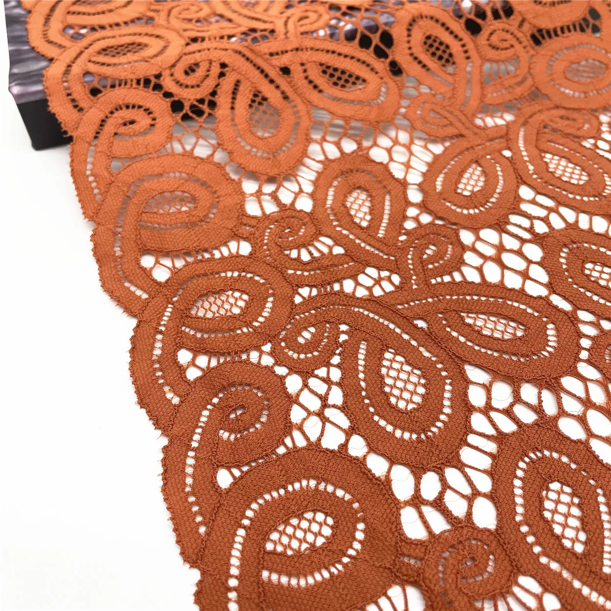 3y/lot Width 9 inch 23cm Tan With Without Foil Elastic Stretch Lace Trim Shimmer 5