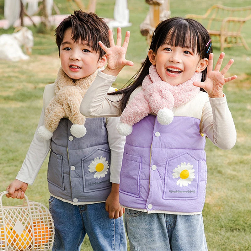 Детский пуховой хлопковый жилет с принтом Осень зима 2020 теплая верхняя одежда