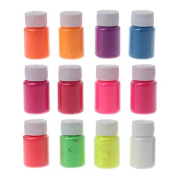 

12Pcs Resin Bright Fluorescent UV Pigment Powder Black Light Reactive Luminous Resin Pigment Kit Jewerly Making 10g