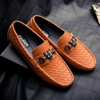 

Genuine Leather Men Casual Shoes Luxury Brand Mens Loafers Moccasins Breathable Slip on Black Driving Shoes Plus Size A57