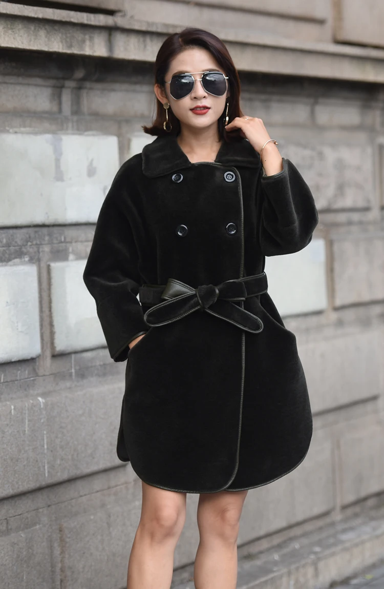 Coat Fur Real Women Leather Sheepskin Coats Long Winter New Double Sides Natural Fur Shearling Jacket Warm Woolen Overcoat DD055