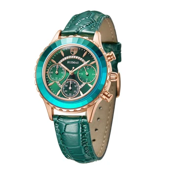 

Stainless Steel Sport Watch for Women 3 Eyes Quartz Movement Leather Strap Ladies Wristwatch Waterproof Relogio Feminino Gift