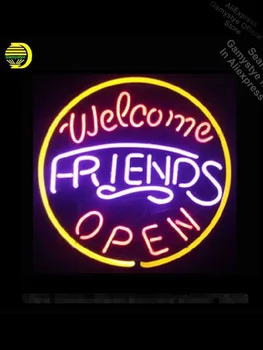 

NEON SIGN For Welcome Friends Open Sign glass tube Decorate Room Neon Bulb Resistor anuncio luminoso neon lights for rooms Beer