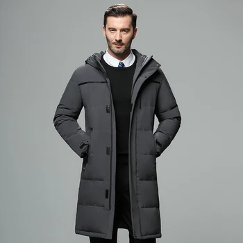 

Mens Hooded Extra Long Duck Down Padded Jackets Man Thick Winter Down Coats Male Fashion Long Overcoat Keep Warm Outerwear