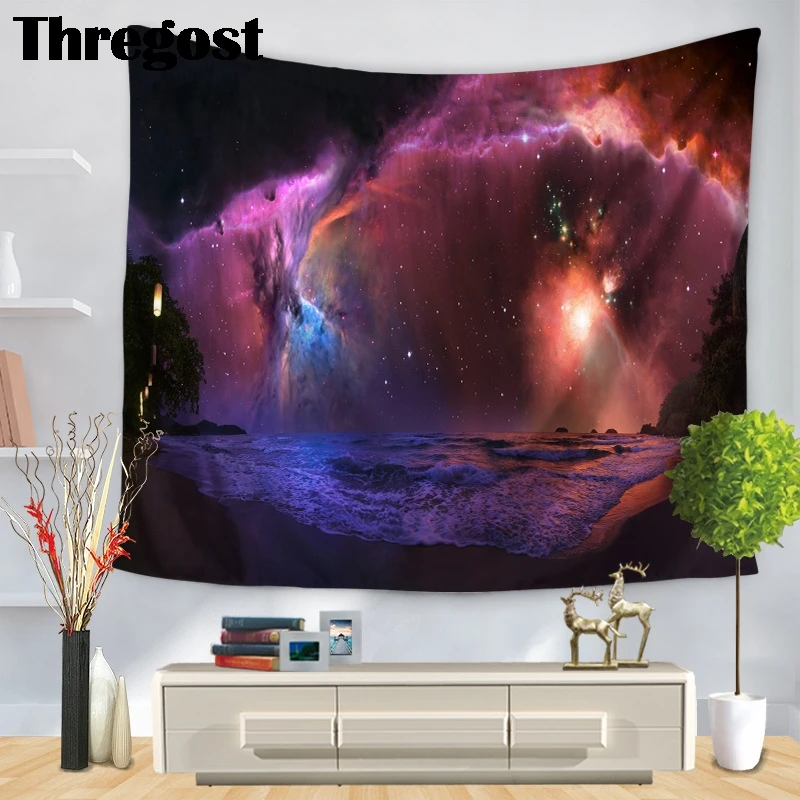 Thregost Вселенная, звезды Trippy гобелен в богемном стиле, студенческий декор, настенное одеяло, полиэстер, прямоугольные настенные гобелены, Висячие