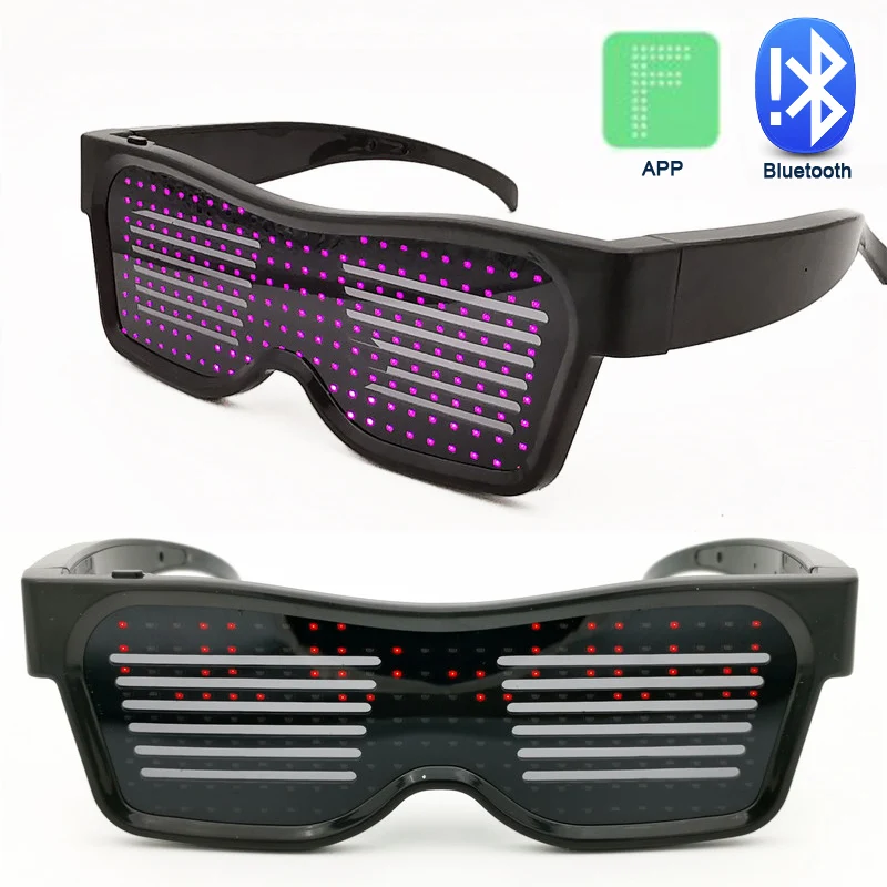 

Magic bluetooth quick flash LED concert square eyewear APP Control Luminous glow Glasses DJ Electric Syllables fun Eyeglasses