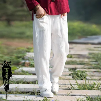 

2020 Spring and Summer Cotton and Linen Women's New Loose and Wild Original Double-layer Cotton Zou Women's Casual Trousers