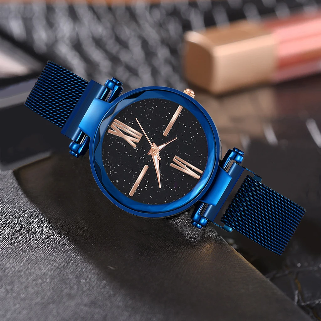 Модные популярные женские часы reloj роскошные римские звездное небо кварцевые часы магнитный ремешок часы магнитные часы женские часы