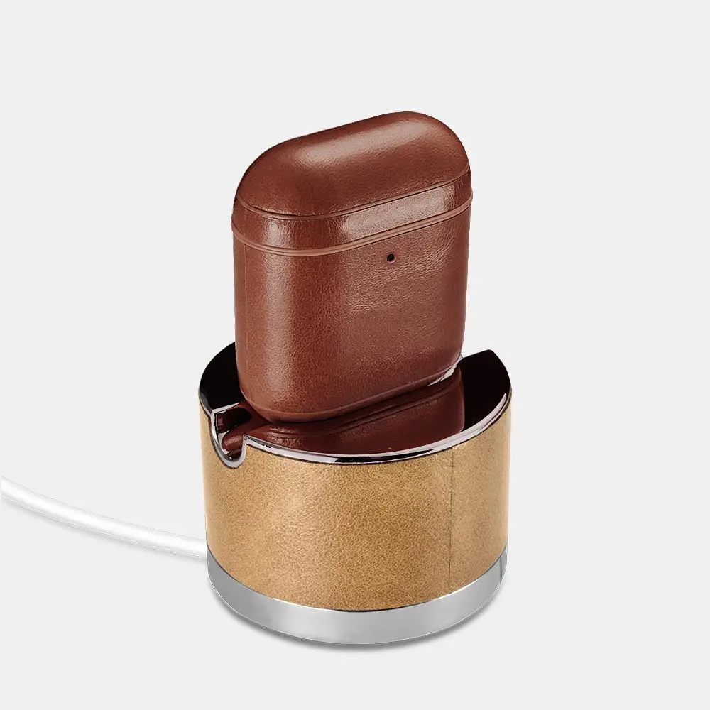 ICARER для Apple AirPods винтажный из натуральной кожи Защитная сумка-чехол для наушники для iPhone Cover w/светодиодный индикатор отверстие w/металлический крючок