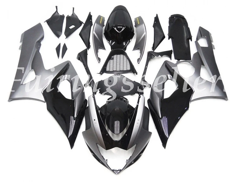 Литье под давлением ABS мотоцикл обтекатели комплект подходит для Suzuki GSX-R1000 2005 2006 gsxr1000 05 06 Обтекатели белый черный - Цвет: Silver and Black