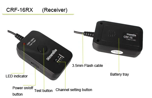 Commlite Беспроводной 16-канальный радиоприемник набор триггера для вспышки для стробоскопических источников света 1 передатчик 2 приемника для всех цифровых зеркальных фотоаппаратов и студийных вспышек