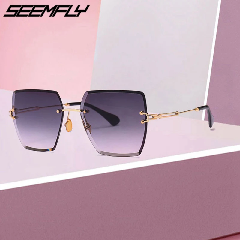

Seemfly 2019 New Oversized Sunglasses For Women Square Sun Glasses Fashion Female Male Designer Shades Oculos Gafas De Sol UV400