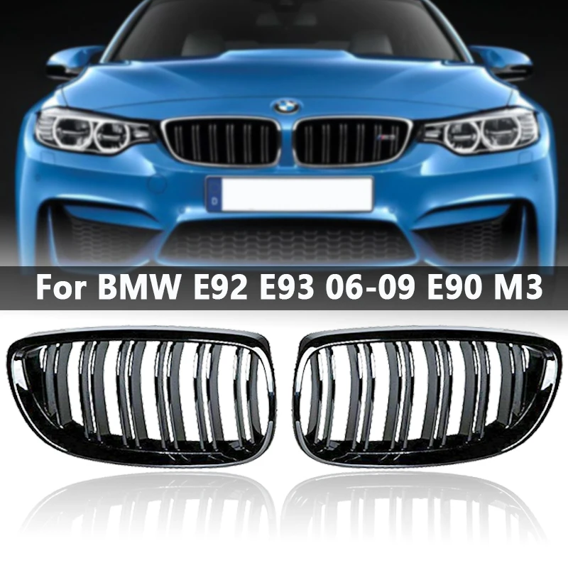 

2Pcs Gloss Black Front Sport Grill Hood Kidney Trim Car Front Grille For BMW E90 E91 3-SERIES 4DR 2009-2012