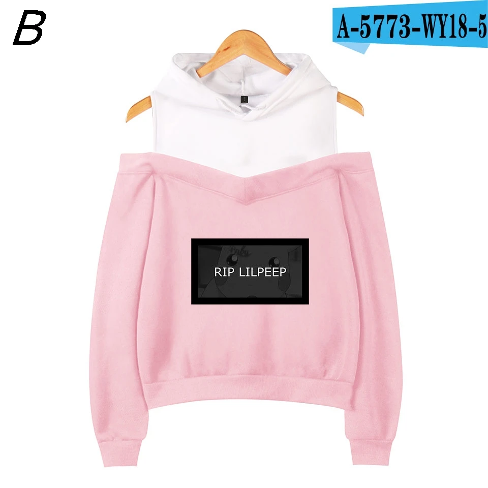 pink Lil толстовка с открытым плечом, Vrouwen, новинка, эмо раппер, крик, Детская толстовка с рисунком, Повседневная модная толстовка, пуловер - Цвет: pink