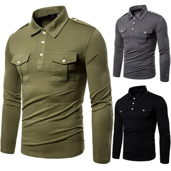 

E-BAIHUI Summer Men New Long Sleeve Solid T-shirt Men's Round Neck Cotton Casual Slim Tshirts EUR Size S-2XL