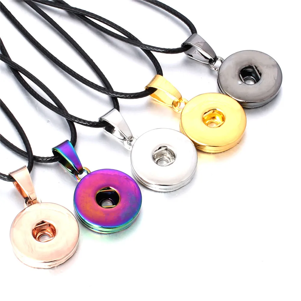 

Fashion Jewelry Black Rose Gold Silver Gold Colorful Snap Pendant Necklace 18mm 20mm Snap Buttons For Women Jewelry Lovers Gifts