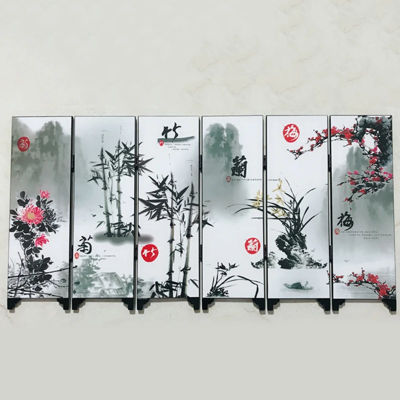 6-Панель цветок Бамбук Экран номер делителя деревянная складные перегородки Бизнес подарок