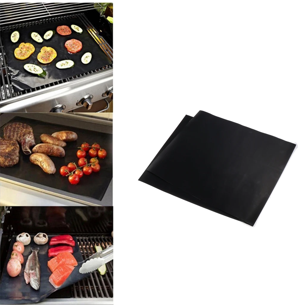 2 шт. антипригарные коврики для гриля-антипригарные сверхмощный bbq гриля и выпечки аксессуары для наружного барбекю-33x40 см