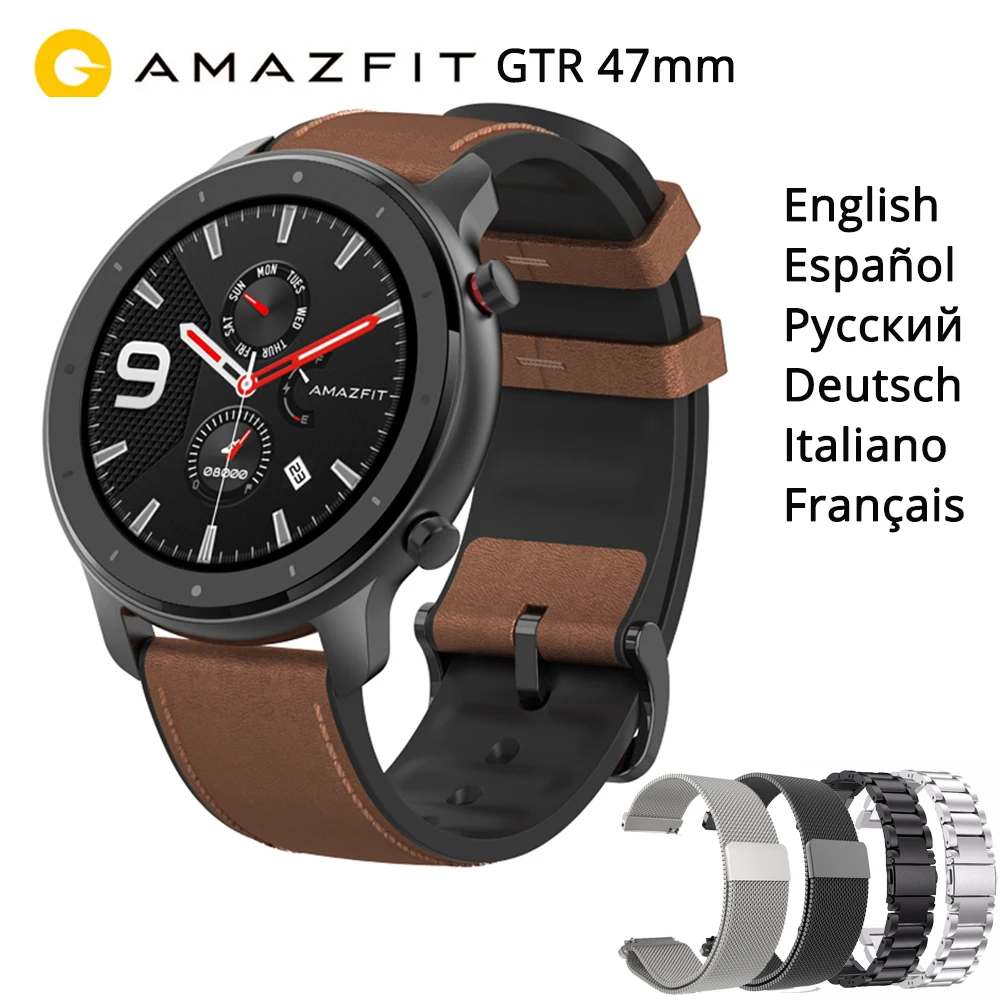 

AMAZFIT GTR 47mm Smart Watch International Version 5ATM 1.39" AMOLED GPS+GLONASS Smartwatch Men 24 Days Battery