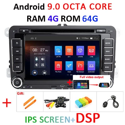 4G DSP ips 2 Din Android 9,0 автомобильный dvd мультимедийный плеер gps радио для VW/Volkswagen/GOLF 5 6/Polo/Passat/CC/B6/B7/Skoda/SEAT/Leon - Цвет: 4G 64G IPS DSP FULL