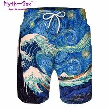 Летние мужские пляжные шорты для плавания, плавающие штаны, волнистый 3D принт, шорты для серфинга, мужские свободные пляжные шорты для серфинга, купальный костюм
