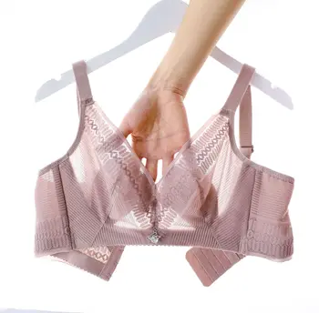 

Summer New Style Lace Sexy Underwear Female Thin Large Bust Explicit Small No Steel Ring Seemless Bra Breathable Large Size Bra