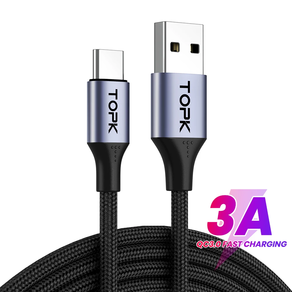 android charger cord TOPK AN10 3A Micro USB Type C Phone Charger Charging Cable Cord Quick Charge Mobile Phone Cables Wire for Xiaomi Redmi Note 10 9 iphone to tv cable Cables