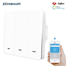 Zemismart Zigbee 3,0 ЕС кнопочные переключатели одна группа настенный светильник переключатель совместим с SmartThing Hub APP Phone