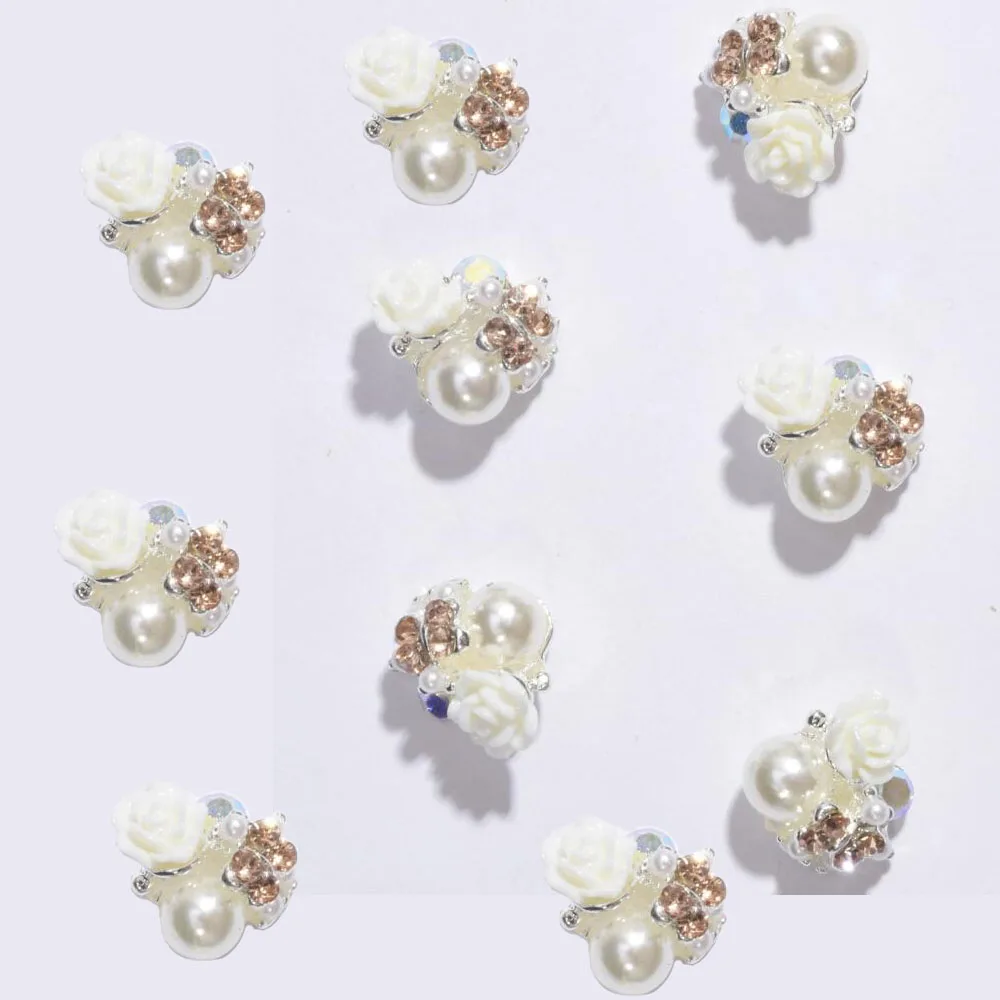 patter6-10pcs 10 шт., 8 типов, украшения для ногтей, Драгоценный белый цветок, 3D Стразы для NAILS1, 10 шт./лот, сделай сам, цветочный стиль, драгоценный камень, Микс, гвоздь, роза, шарм, KIY-5 - Цвет: patter6-10pcs