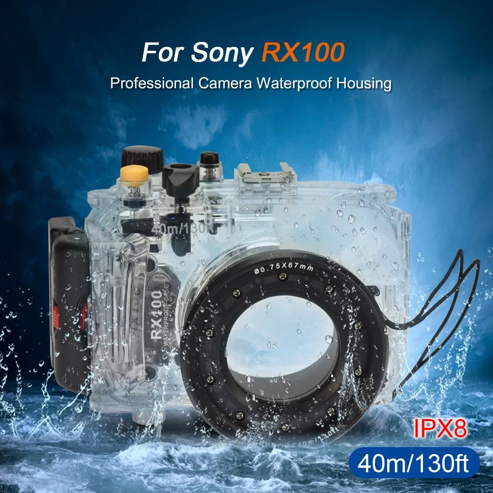 Футляр для подводной камеры 40 м для sony RX100/DSC-RX100M2/RX100M3/RX100M4/RX100M5 сумка для дайвинга водонепроницаемый чехол для фото 1 шт