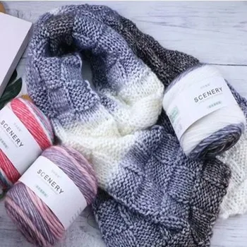 

Gradient Color Wool-Line Segment Dyed Fancy Cotton Yarn Scarf Yarn Ball Soft Thick Hand Woven Wool Diy Material