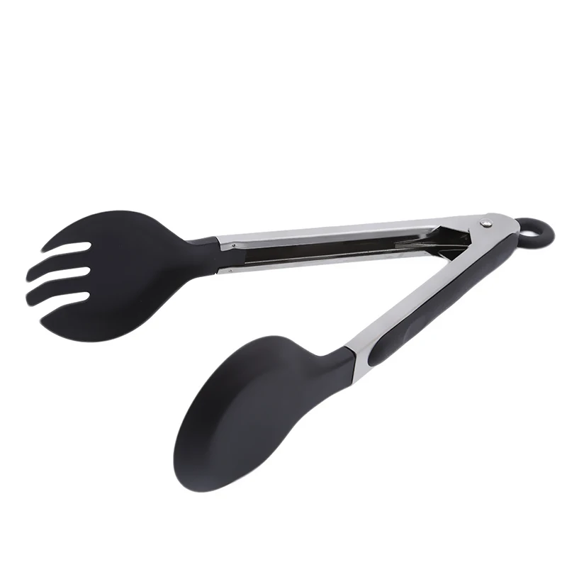spoon shape Щипцы из нержавеющей стали для салата, барбекю, кухонная посуда для приготовления пищи, сервировочная посуда, инструмент для приготовления буфета, жаростойкий зажим для хлеба, инструмент для барбекю - Цвет: spoon shape