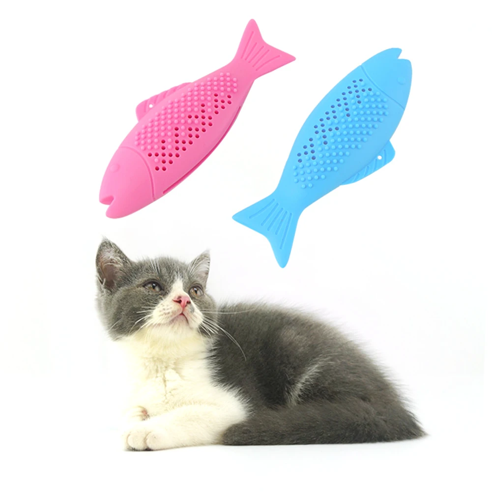 Pet Fish shape Cat зубная щетка без запаха Мягкая интерактивная Портативная Игрушка для жевания силиконовые чистящие зубы нетоксичное вентиляционное отверстие прочный