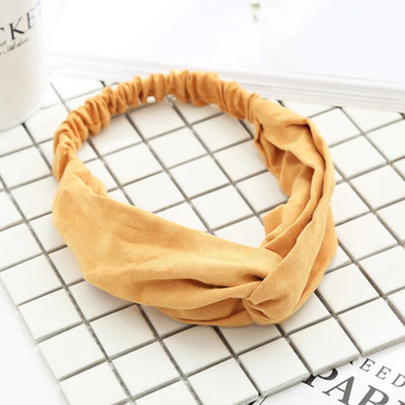 

Женская повязка на голову с узлом, однотонная эластичная повязка на голову с перехлёстом, модный аксессуар для волос, тюрбан